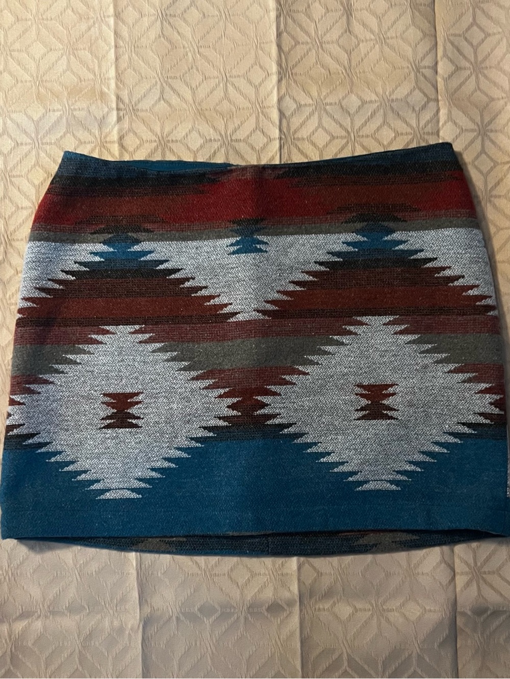 American Eagle Outfitters Teal, Maroon and Gray Mini Skirt